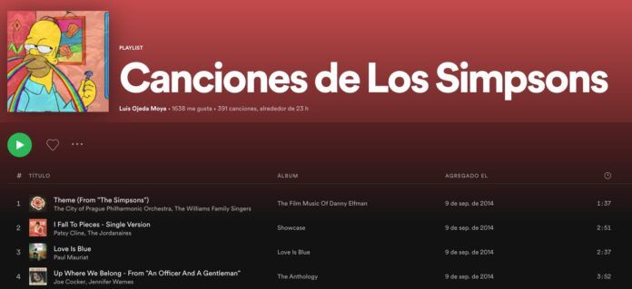 Lista de Spotify Simpsons