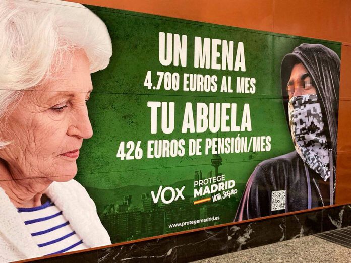 fiscalia investiga si vox comete un delito de odio por el cartel electoral contra los menas