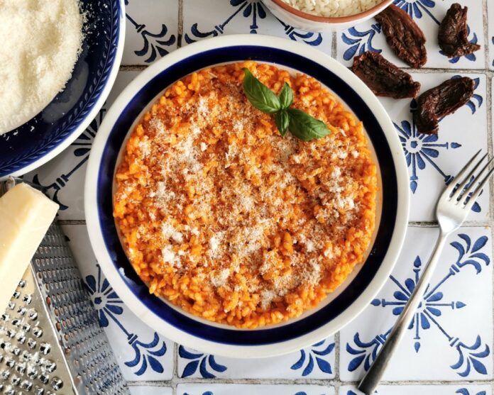 risotto de tomate y parmesano