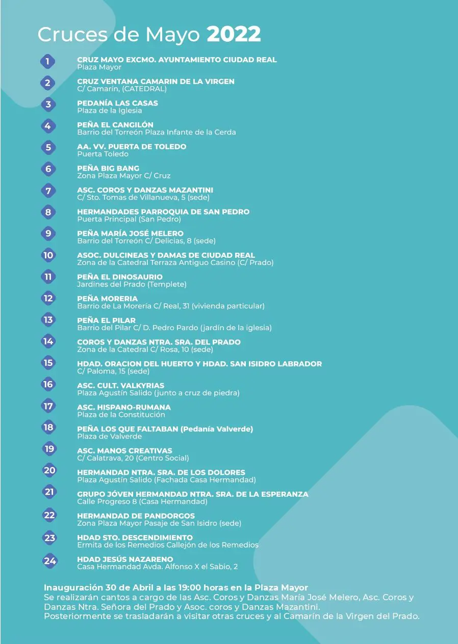 CLM: Ciudad Real retoma las “Cruces de Mayo” con la celebración de un concurso que premiará las mejores ornamentaciones 1 Programa digital page 0002