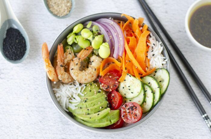 poke bowl de langostinos