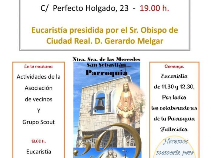 Cartel de las fiestas del 50 aniversario de la parroquia Nuestra Senora de Las Mercedes 949x712 1