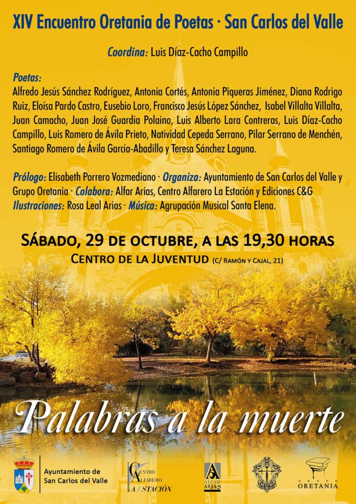 Cartel del XIV Encuentro Oretania de Poetas Palabras a la muerte en San Carlos del Valle