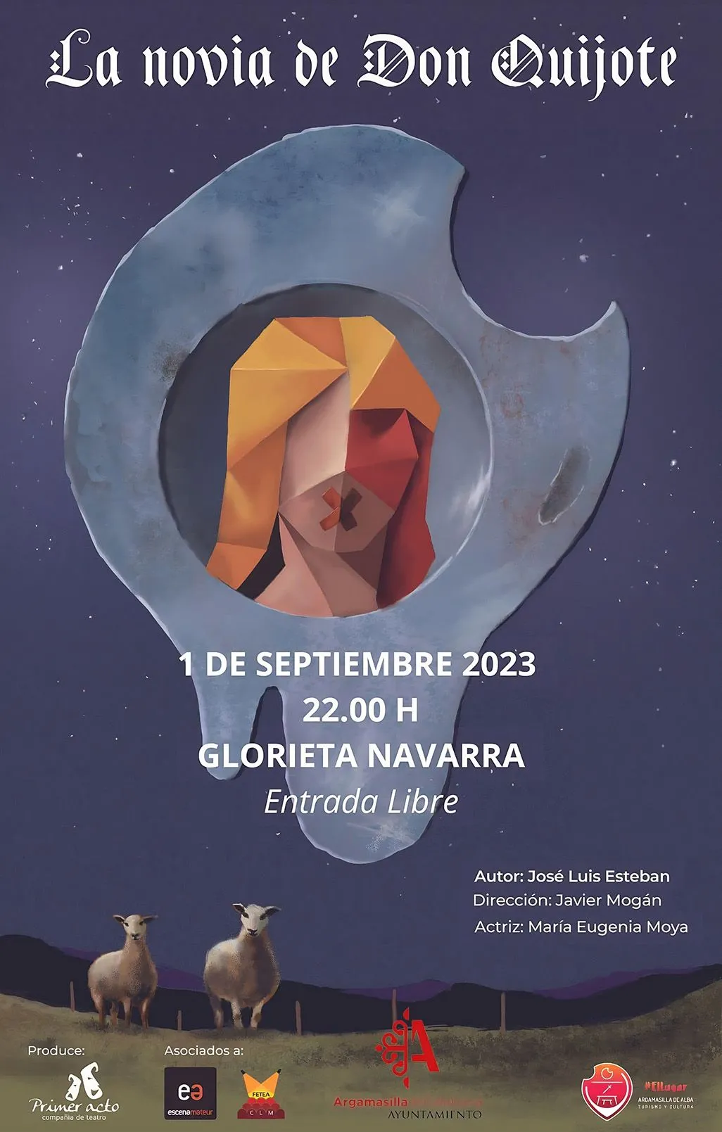 CLM: X Festival de Teatro al Aire Libre, Dos Noches de Arte y Cultura en la Glorieta Navarra de Argamasilla de Calatrava 1 Cartel La novia de Don Quijote