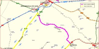 Mapa corte carretera y trayecto alternativo