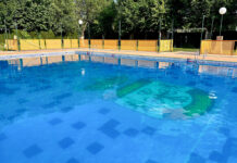 Estado del agua que presentaba la Piscina rabanera a 19 horas de este lunes