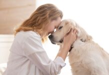 Persona abrazando a su perro como símbolo del creciente vínculo emocional con las mascotas frente al descenso de natalidad