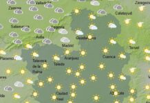 mapa de castilla la mancha con cielos despejados y temperaturas suaves