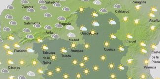 mapa de castilla la mancha con cielos despejados y temperaturas suaves