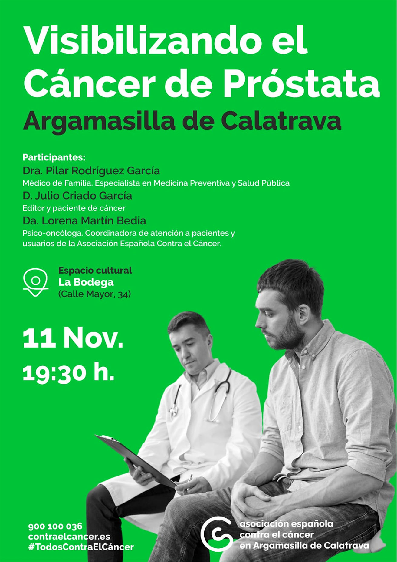 Argamasilla de Calatrava acoge la jornada “Visibilizando el Cáncer de Próstata” el 11 de noviembre de 2025 1 Cartel de 'Visibilizando el Cáncer de Próstata' en La Bodega de Argamasilla de Calatrava