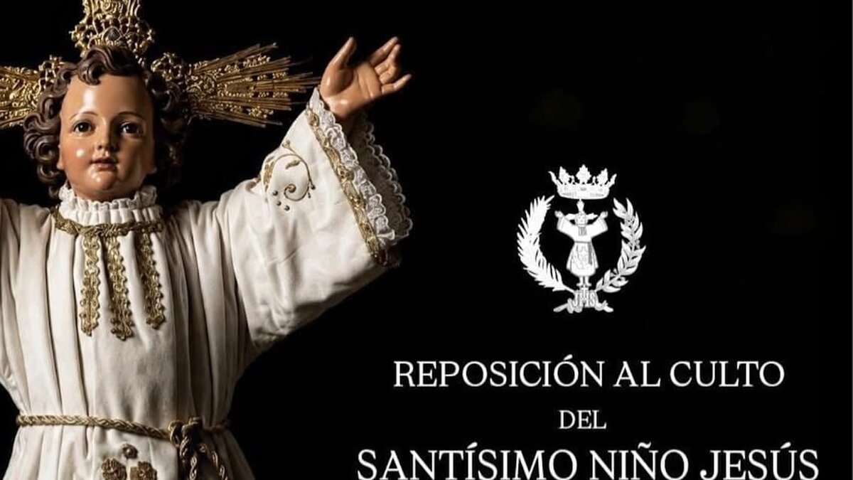 Imagen del Niño Jesús restaurada tras su intervención de conservación en los talleres de Arte Sacro Salmerón.