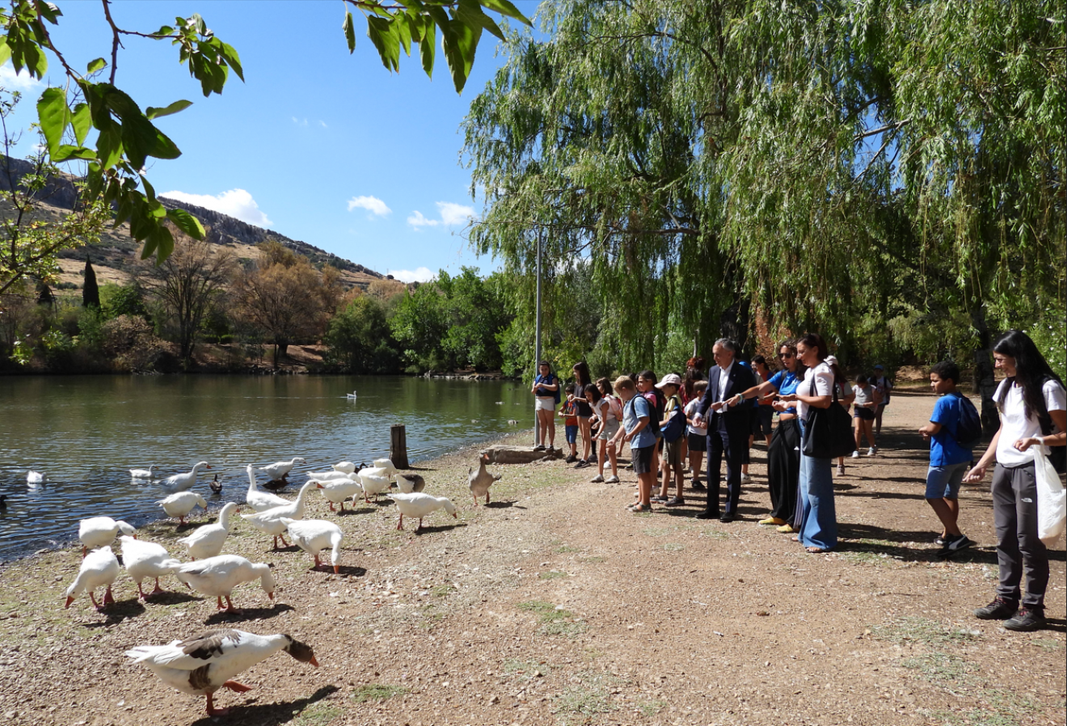 Niños y niñas de la Escuela de Verano participan en una actividad sobre la fauna y el entorno natural en el parque de las Pocitas de Puertollano.