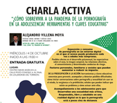 Cartel Charla de la Escuela de Familias de Ciudad Real sobre prevención y educación ante el consumo de pornografía en la adolescencia.