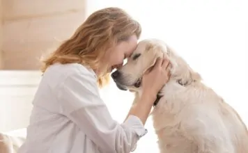 Persona abrazando a su perro como símbolo del creciente vínculo emocional con las mascotas frente al descenso de natalidad
