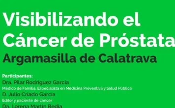 cartel de visibilizando el cancer de prostata en la bodega de argamasilla de calatrava